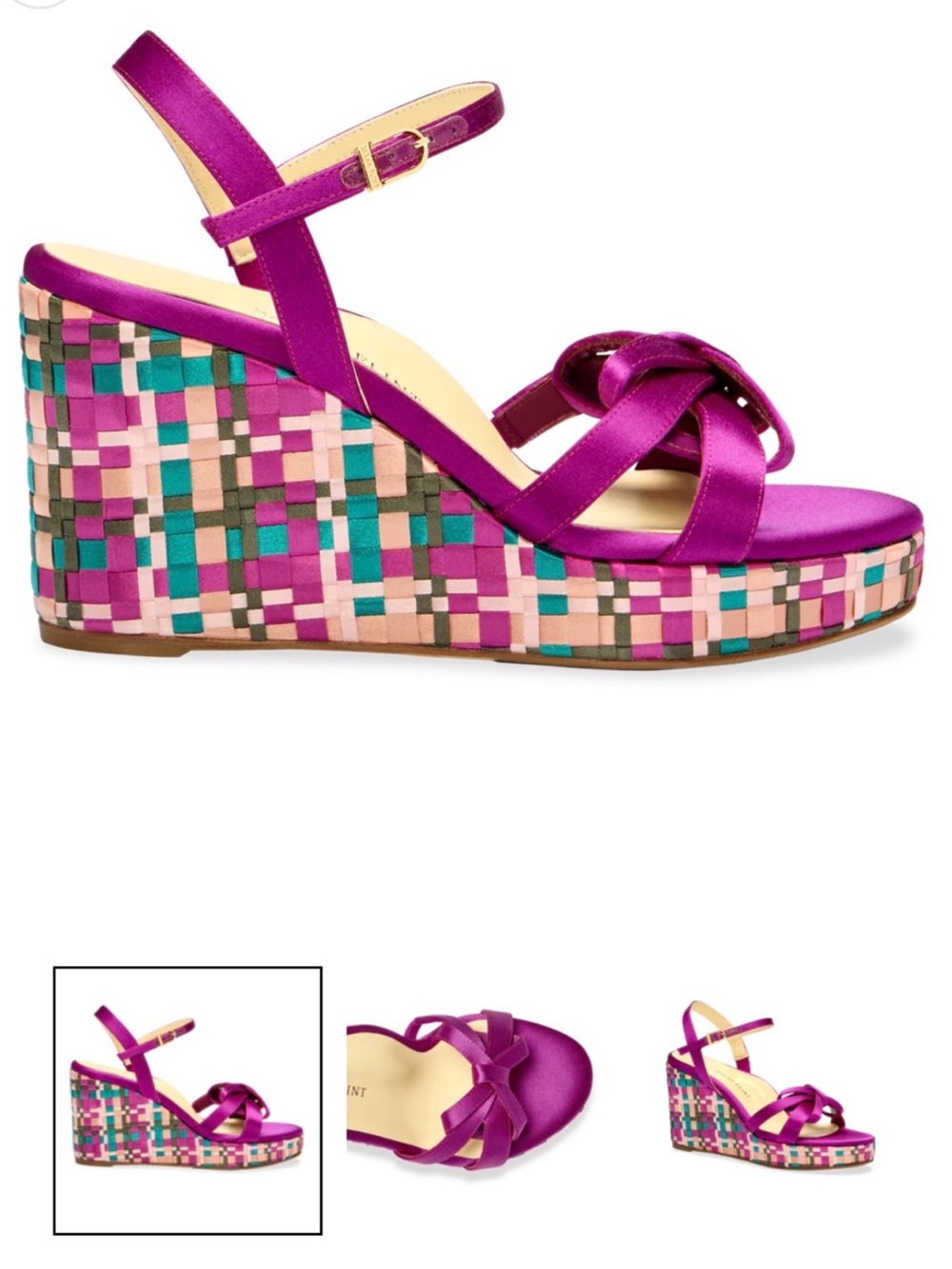 NIB Sarah Flint Perfect Mirjana 80 Fuchsia Satin Wedge Sandals - Size 38.5